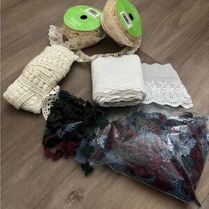 Elegant Lace Trim Bundle- Cream, Black, Green, Red